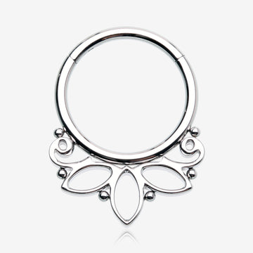 Lotus Floral Filigree Elegance Clicker Hoop Ring